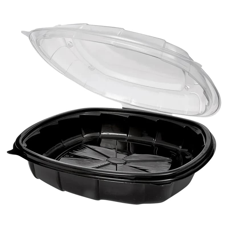 Victoria Bay Take-Out Container Hinged 10X10X2.5 IN PP Black Clear Square 148/Case