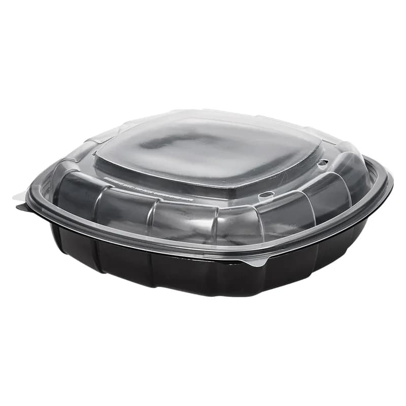 Victoria Bay Take-Out Container Hinged 10X10X2.5 IN PP Black Clear Square 148/Case