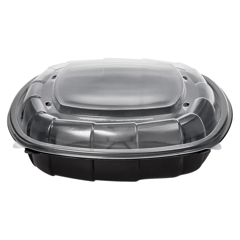Victoria Bay Take-Out Container Hinged 10X10X2.5 IN PP Black Clear Square 148/Case
