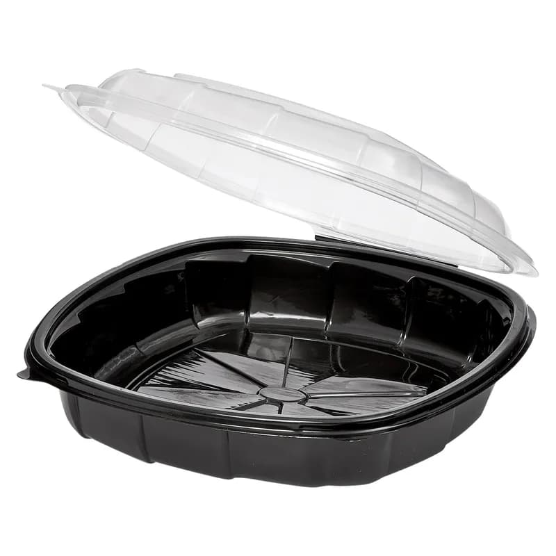 Victoria Bay Take-Out Container Hinged 10X10X2.5 IN PP Black Clear Square 148/Case