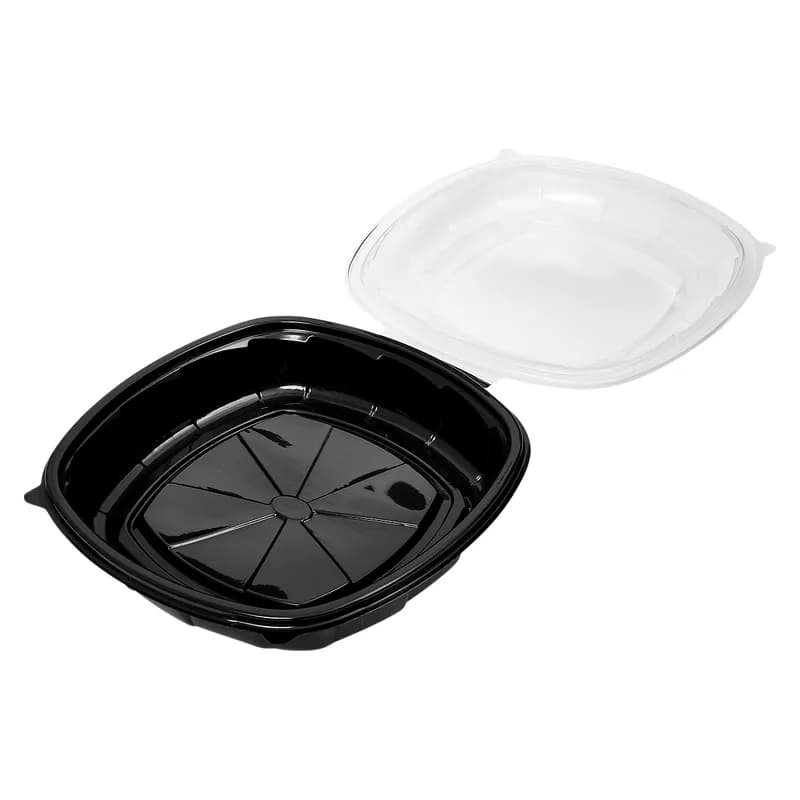 Victoria Bay Take-Out Container Hinged 10X10X2.5 IN PP Black Clear Square 148/Case