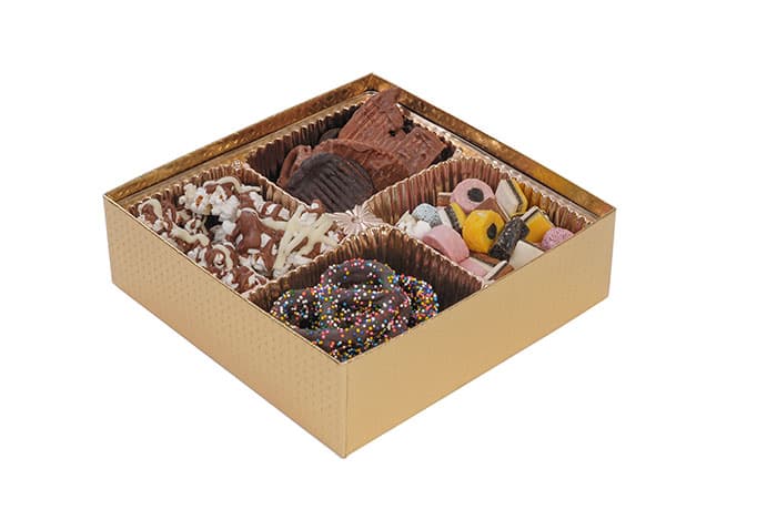 VIEWit Candy Box With Vinyl Lid 7.5X7.5X2.125 IN Gold 30/Case
