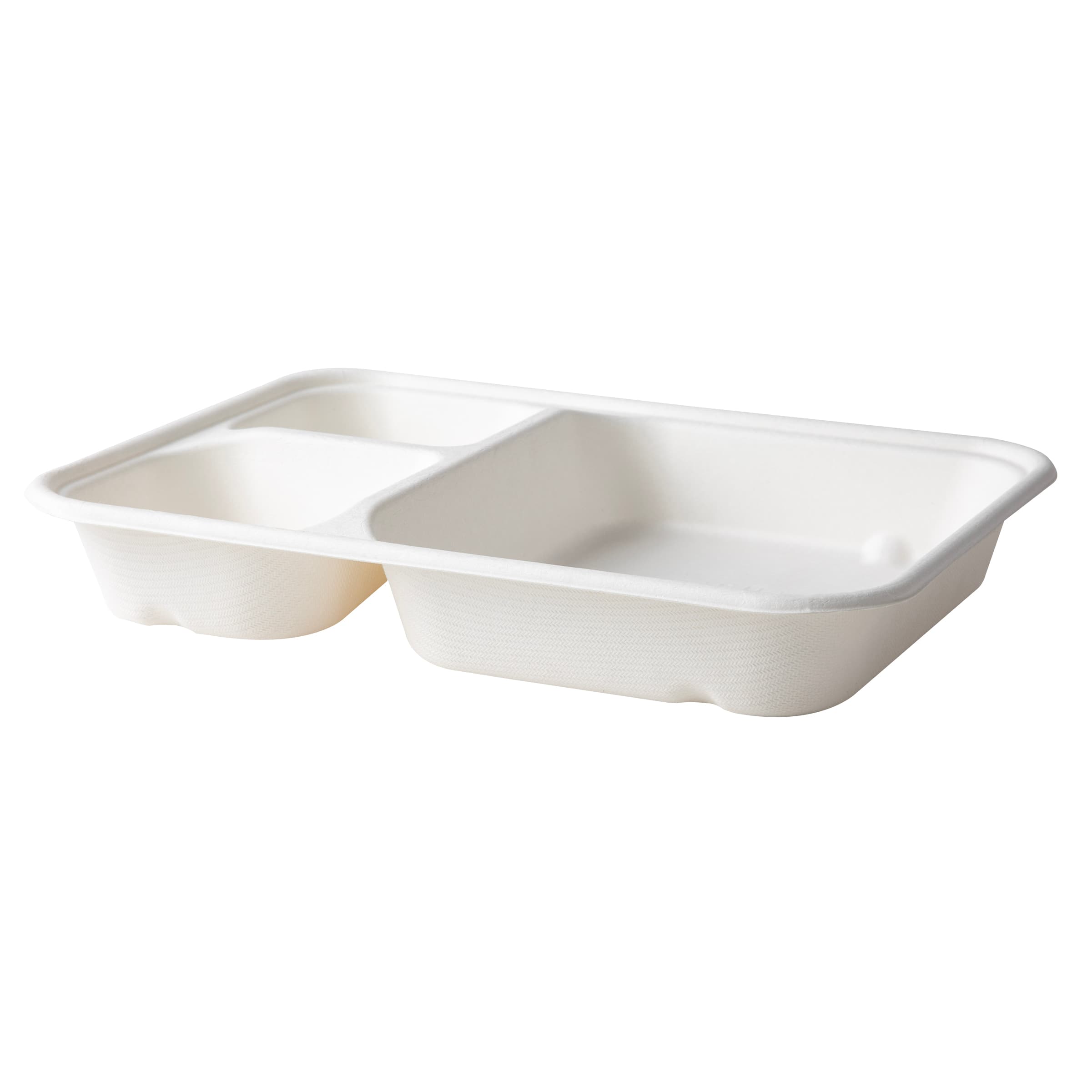 WorldView Take-Out Container Base 6X8 IN 3 Compartment Bamboo Sugarcane White Rectangle 400/Case