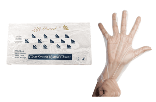 Gloves Medium (MED) Clear Vinyl Hybrid Powder-Free 2000/Case