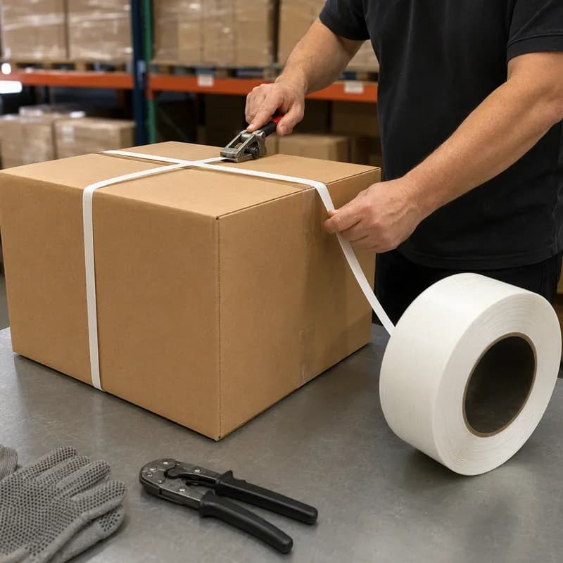 Strapping 0.5IN X9900FT White PP 0.23MM 350 Break Strength 1/Case