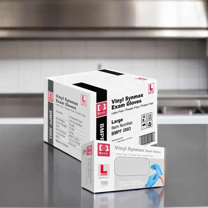 Synmax Gloves Large (LG) Blue Vinyl Nitrile Powder-Free Latex Free 100 Count/Box 10 Box/Case