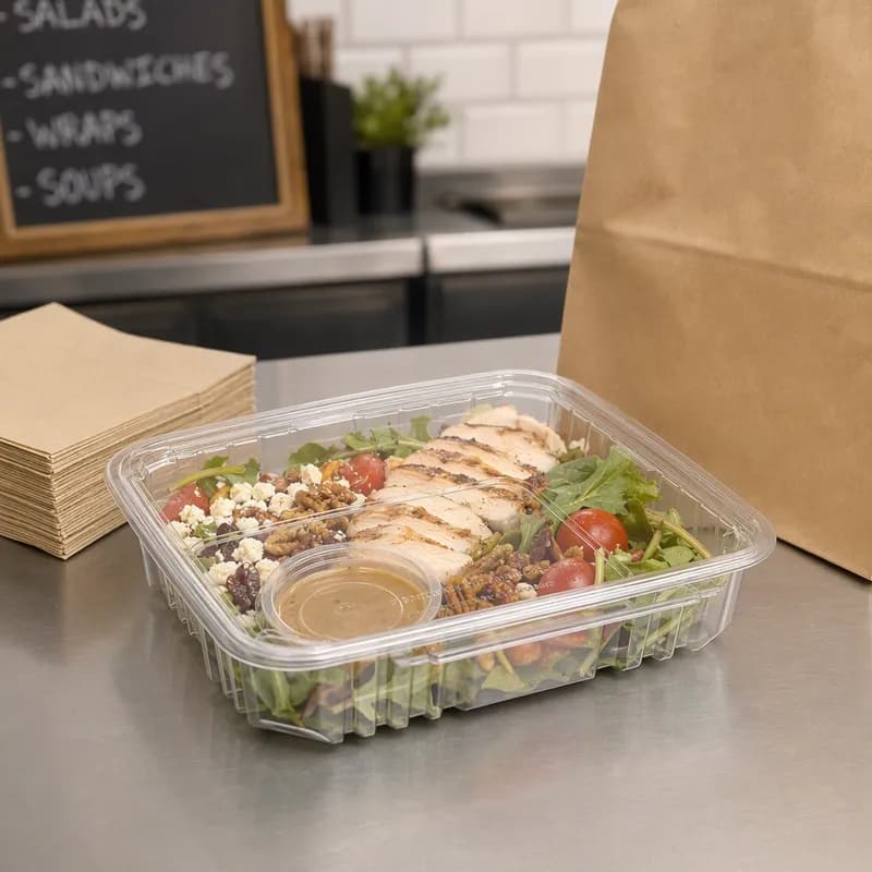 Polar Pak® Take-Out Container Hinged 8.73X8.09X1.86 IN PET Clear 120/Case