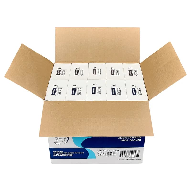 Victoria Bay Gloves Small (SM) Blue Vinyl Powdered 1000/Case