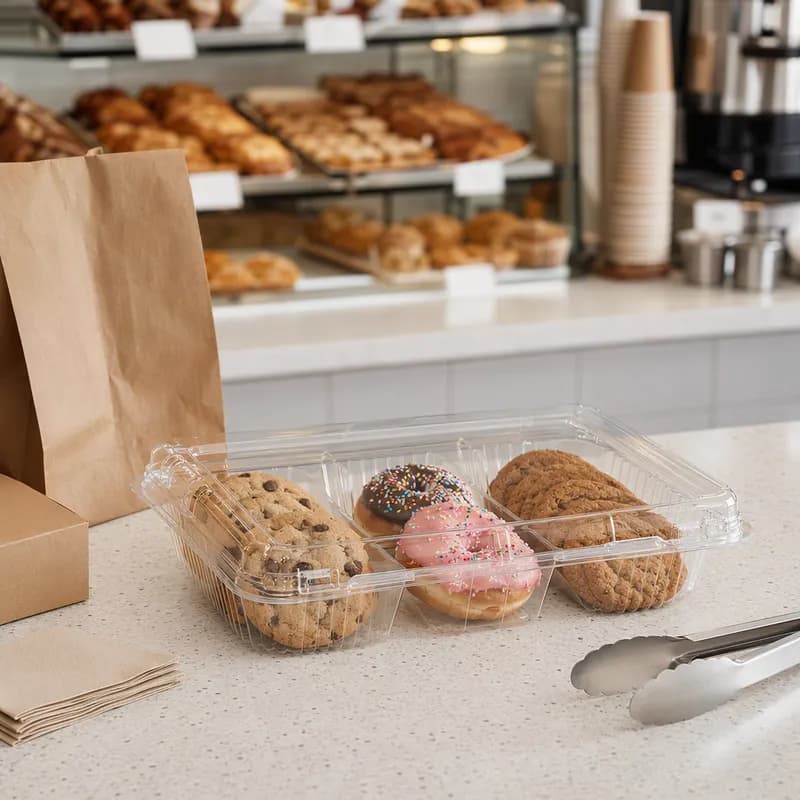 Cookie/Donut Dessert Container 3 Compartment Clamp Style 212/Case