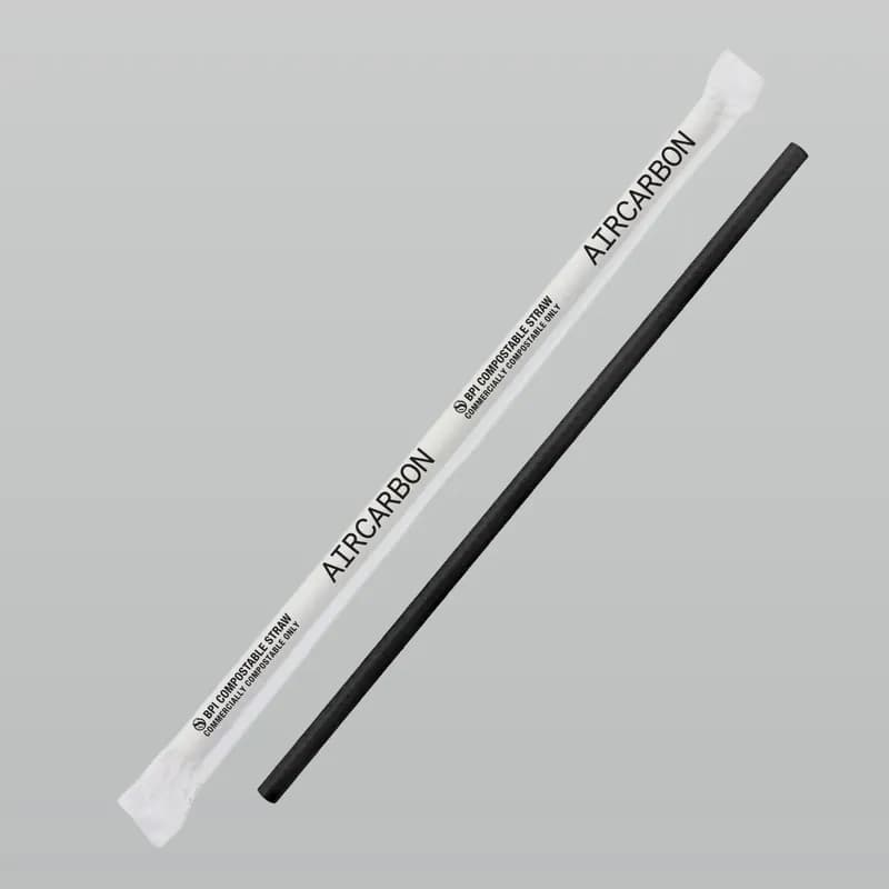 Jumbo Straw 7.75 IN Air Carbon Black Wrapped 400 Count/Pack 6 Packs/Case 2400 Count/Case