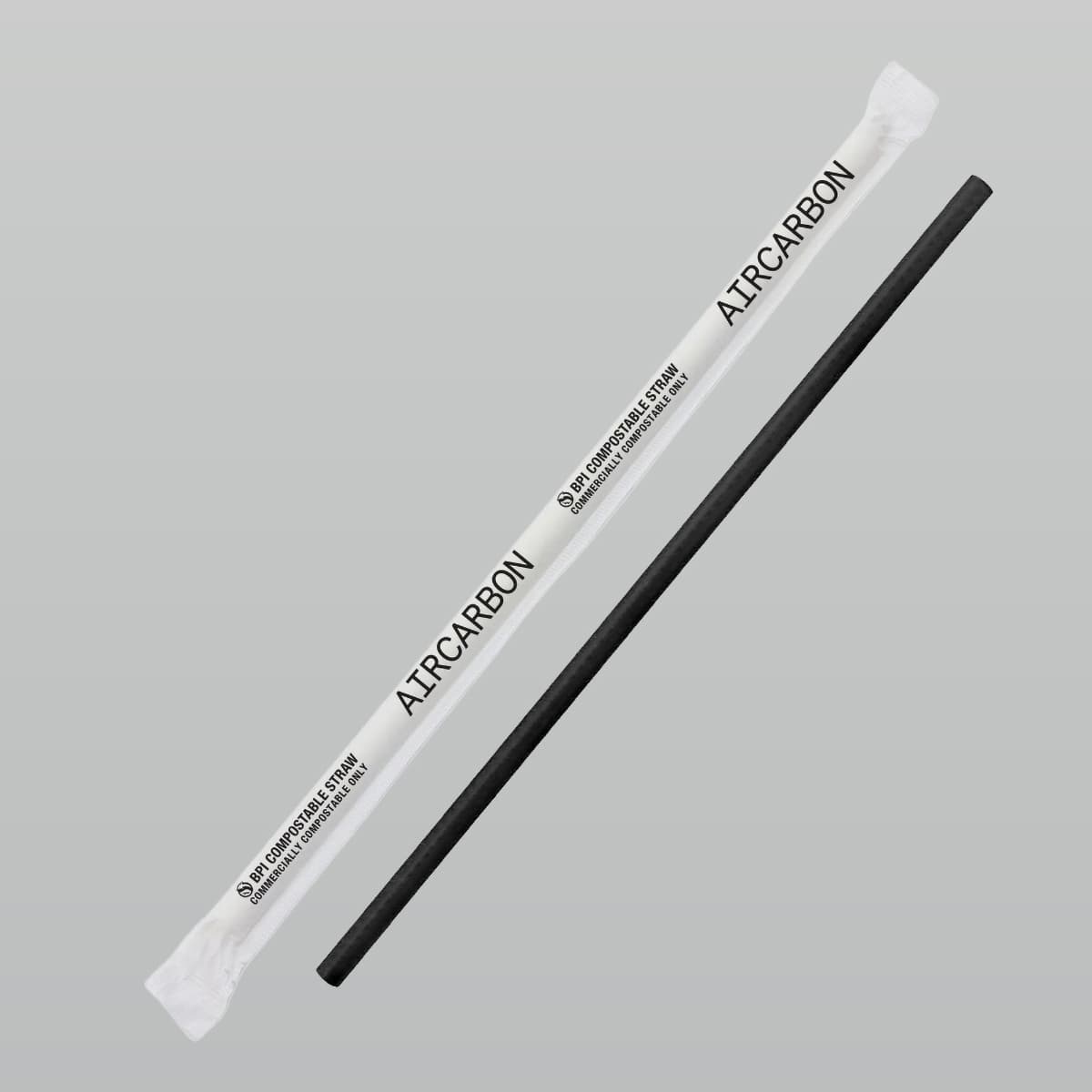 Jumbo Straw 7.75 IN Air Carbon Black Wrapped 400 Count/Pack 6 Packs/Case 2400 Count/Case