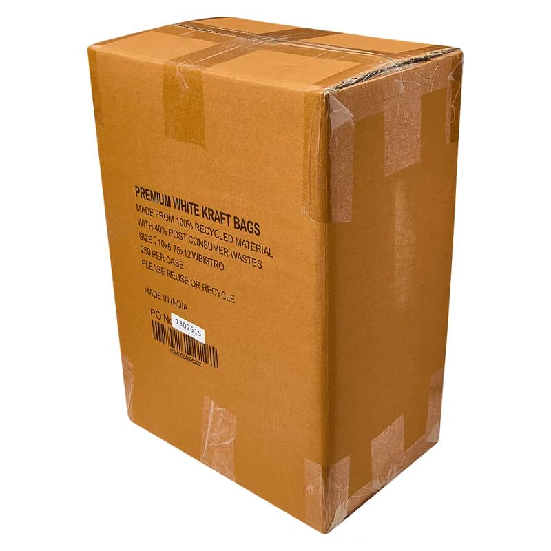 Victoria Bay Shopper Bag Medium (MED) 10X6.75X12 IN Paper #81 White With Handle 250/Case