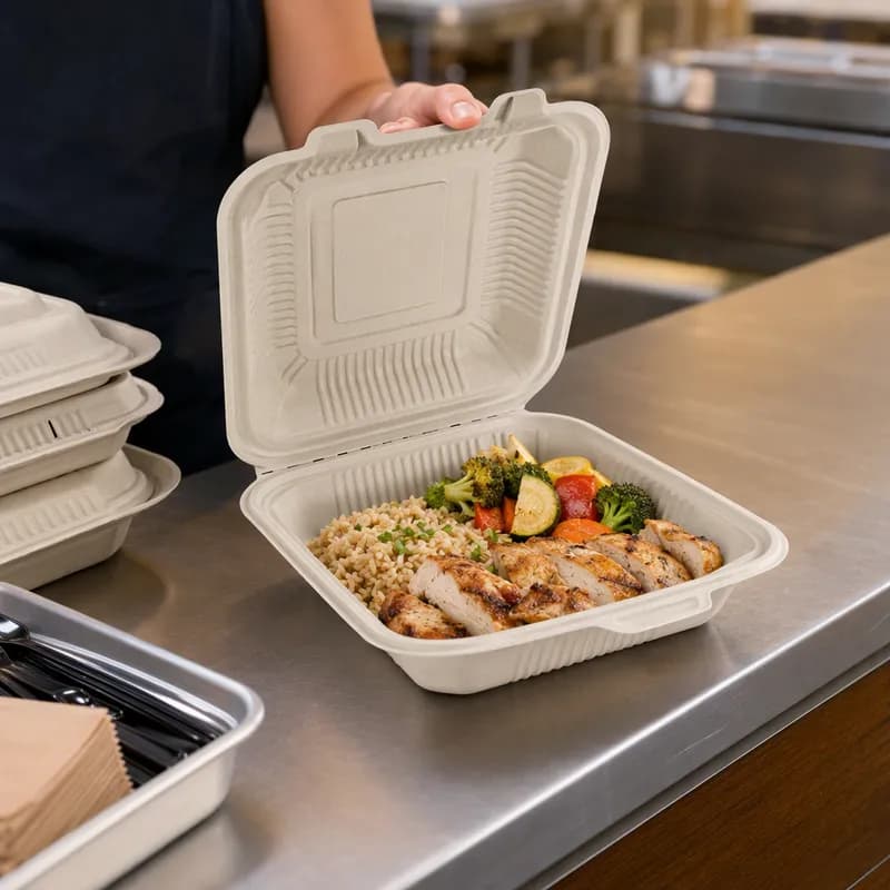 Take-Out Container Hinged 9X9 IN Retail Pack 200/Case