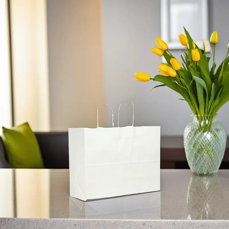 Victoria Bay Shopper Bag 16X6X12 IN Paper White Gusset 250/Case
