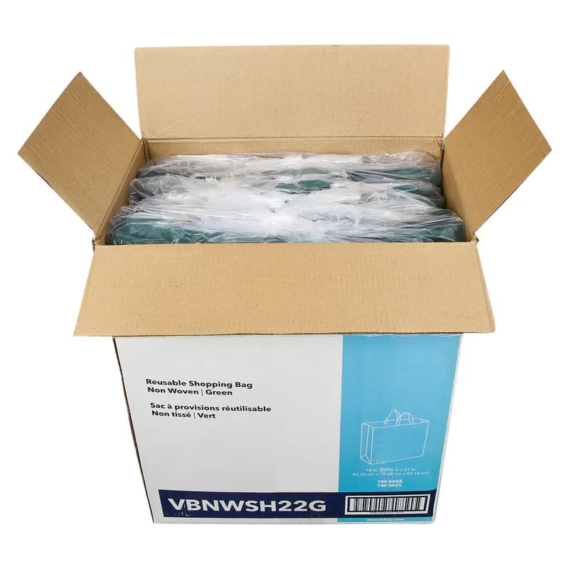 Victoria Bay Shopper Bag 18X7.75X17 IN NWPP Green Printed Reusable Non-Woven 100/Case
