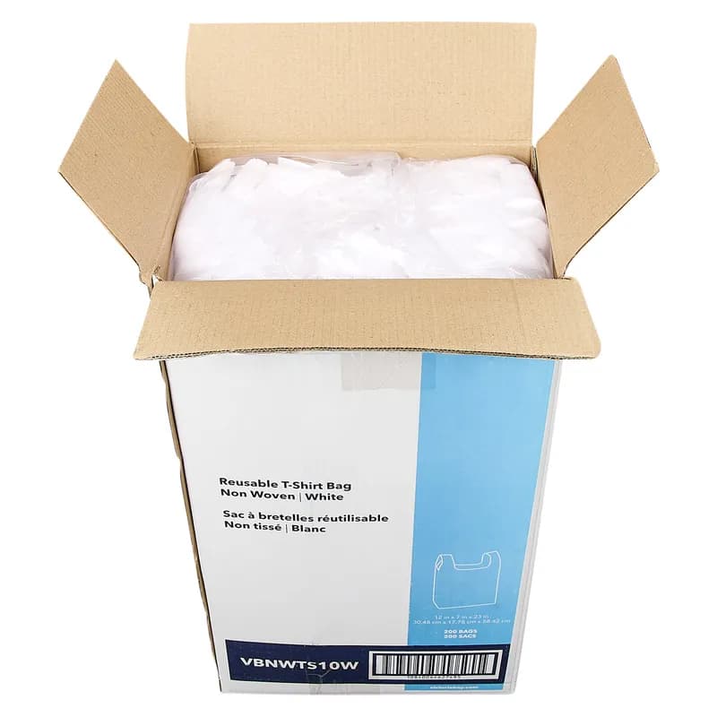 Victoria Bay Bag 12X7X23 IN 10 LB Non-Woven Polypropylene (NWPP) White Printed T-Shirt Reusable 200/Case
