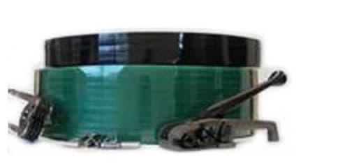 Strapping 0.75IN X3000FT Green PET 0.040GA Hand Grade 1900# 16X6 Core AAR Approved 28 Count/Skid
