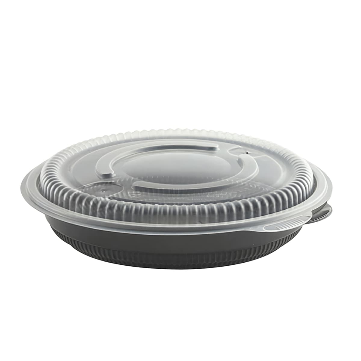 Bowl & Lid Combo With Flat Lid 32 OZ PP Black Clear Round Unhinged Anti-Fog 200/Case