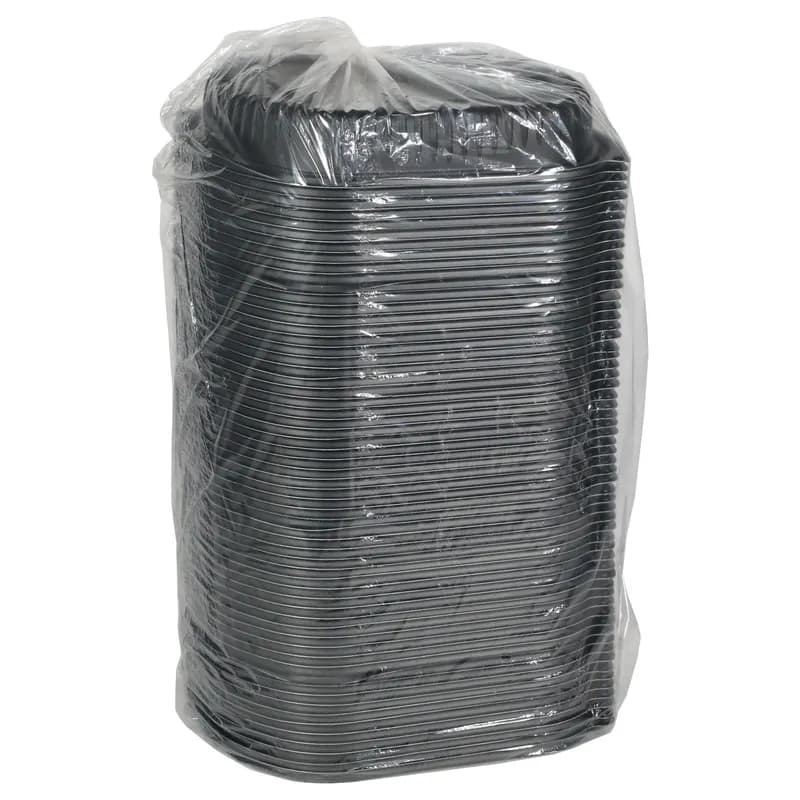 MealMaster® Take-Out Container Base Large (LG) 9.375X8X1.5 IN MFPP Black Rectangle 250/Case