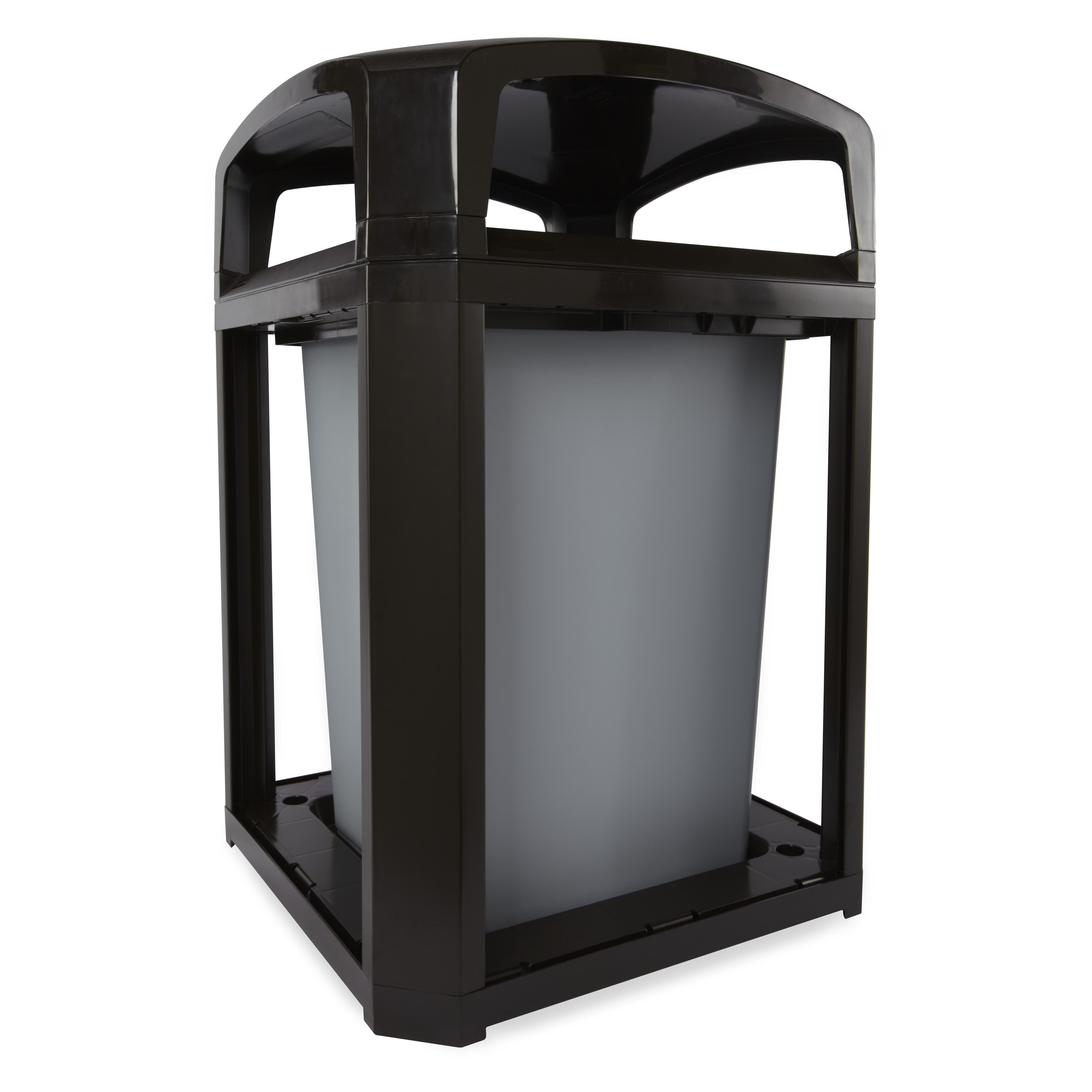 Landmark Series® Landfill 1-Stream Trash Container Frame 26X26X46.5 IN 50 GAL Black Resin With Dome Lid 1/Each
