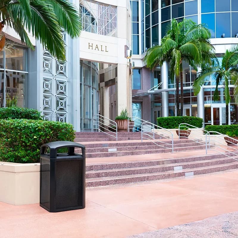 Landmark Series® Landfill 1-Stream Trash Container Frame 26X26X46.5 IN 50 GAL Black Resin With Dome Lid 1/Each