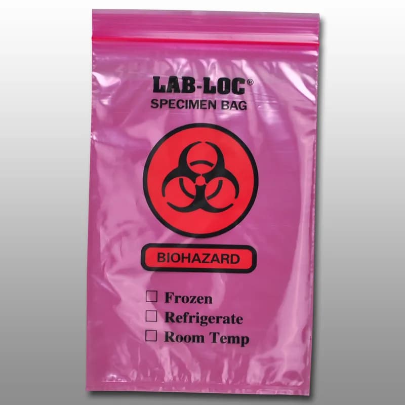 Specimen Transfer Bag 6X9 IN Red Tint LDPE 2MIL With Seal Top Closure 3 Wall 1000/Case
