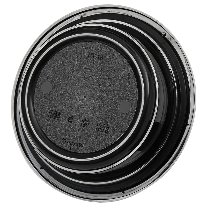 Victoria Bay Take-Out Container Base & Lid Combo 16 OZ Plastic Black Clear Round Microwave Safe 150/Case