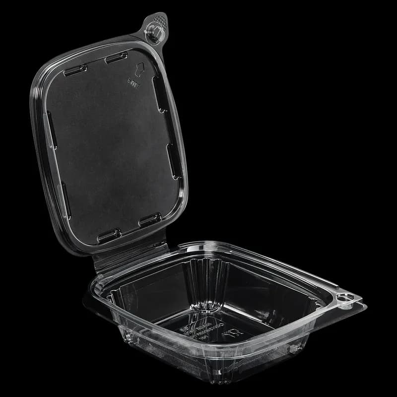 Victoria Bay Deli Container Hinged 8 OZ RPET Clear Tamper-Evident 60 Count/Pack 4 Packs/Case 240 Count/Case