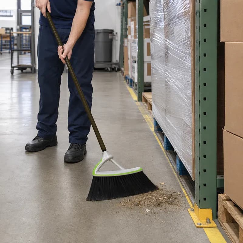 Broom 0.88X55X11 IN Black Painted Flagged Angled Head Hand Grip 1/Each