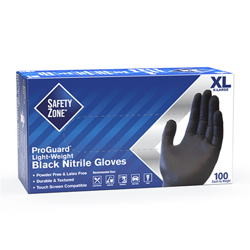 Safety Zone® Gloves XL Black Nitrile Disposable Powder-Free 100/Box