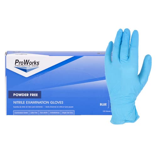 ProWorks® Examination Gloves Large (LG) Blue 4MIL Nitrile Powder-Free 100 Count/Box 10 Box/Case