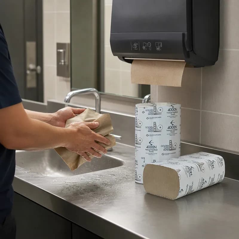 Golden Gate Folded Paper Towel 9.25X9.25 IN Kraft Multifold Universal 4000/Case