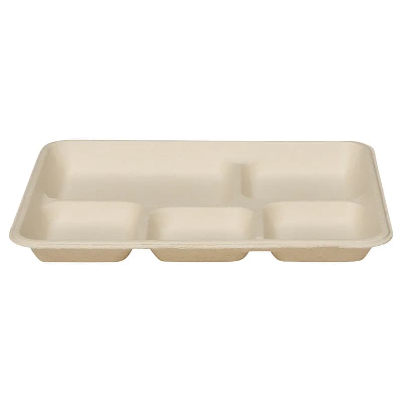 Victoria Bay Cafeteria & School Lunch Tray 10X8X1 IN 5 Compartment Pulp Fiber Natural 240/Case