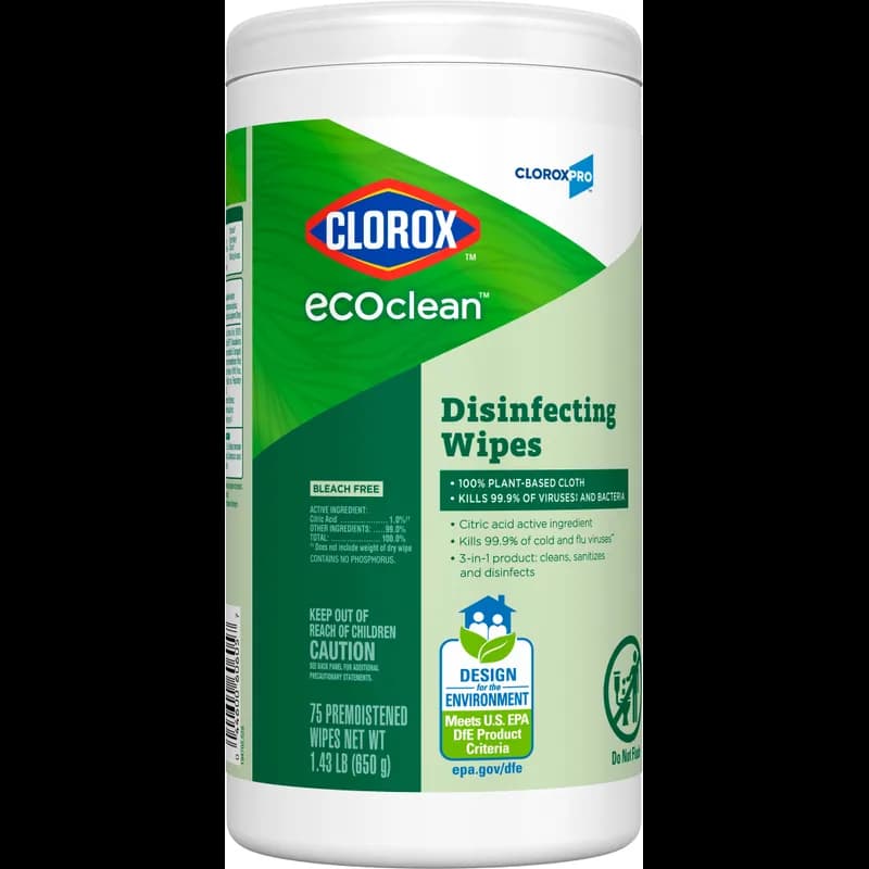 Clorox® EcoClean™ Disinfectant Wipe 75 Count/Pack 6 Packs/Case