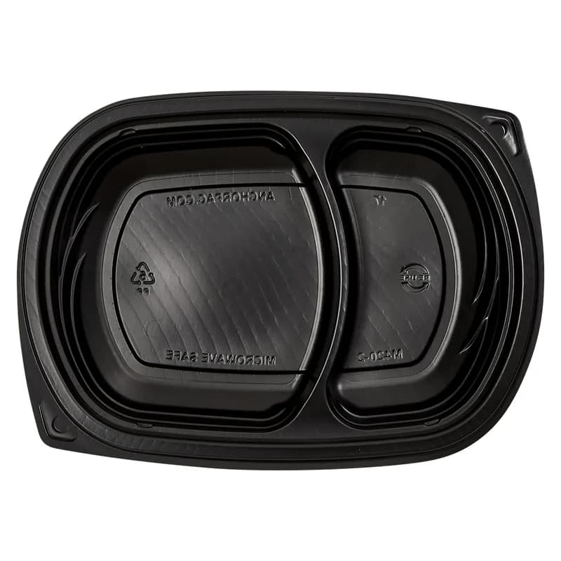 Victoria Bay Food Container 20 OZ 2 Compartment MFPP Black Oblong 63 Count/Pack 4 Packs/Case 252 Count/Case