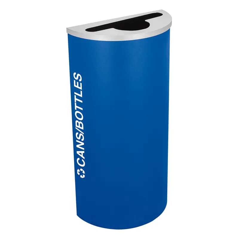 Kaleidoscope Trash & Recycling Bin 8 GAL Royal Texture Half Round Steel 1/Each