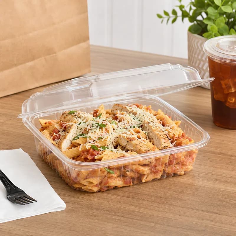 Take-Out Container Hinged 48 OZ PET 150/Case