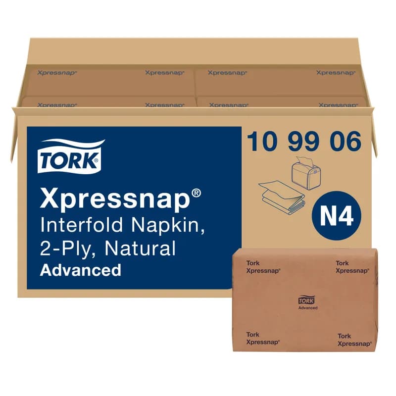 Tork Xpressnap® Napkins 8.5X6.5 IN 4.5X6.5 IN Natural Paper 2PLY Disposable 500 Sheets/Pack 12 Packs/Case