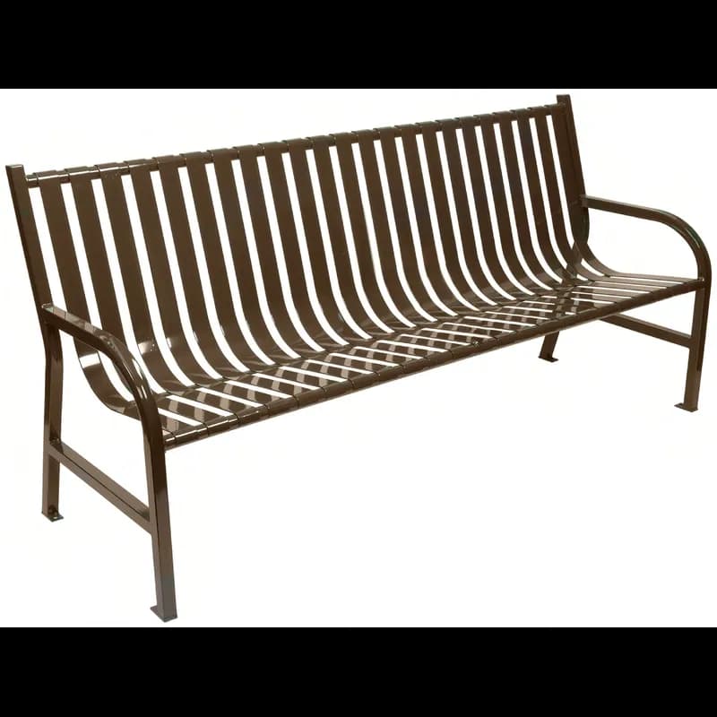 Oakley Park Bench 6 FT Brown Steel Slatted Outdoor 1/Each