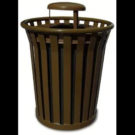 Wydman Collection Can & Lid 28.5X28.5X39.75 IN 36 GAL Brown Steel With Rain Cover Lid & Plastic Liner Heavy Duty 1/Each