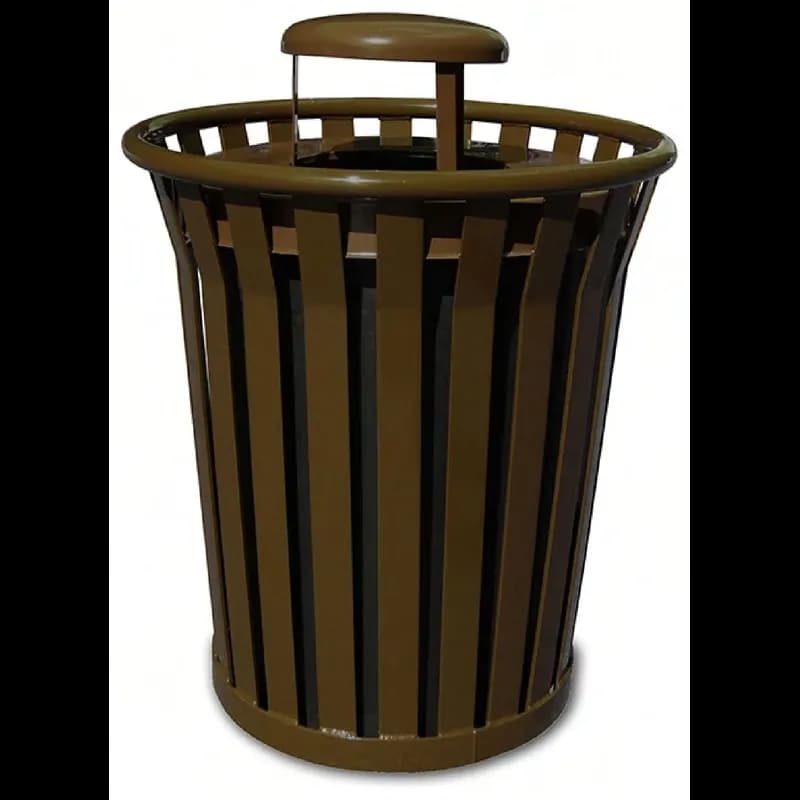 Wydman Collection Can & Lid 28.5X28.5X39.75 IN 36 GAL Brown Steel With Rain Cover Lid & Plastic Liner Heavy Duty 1/Each