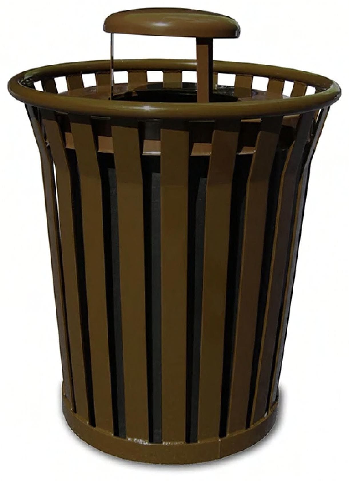 Wydman Collection Can & Lid 28.5X28.5X39.75 IN 36 GAL Brown Steel With Rain Cover Lid & Plastic Liner Heavy Duty 1/Each