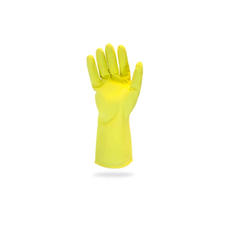 Safety Zone® Gloves Small (SM) 12 IN Yellow 16MIL Latex Flock Lined Rolled Cuff Diamond Grip 12 Count/Pack 10 Packs/Case