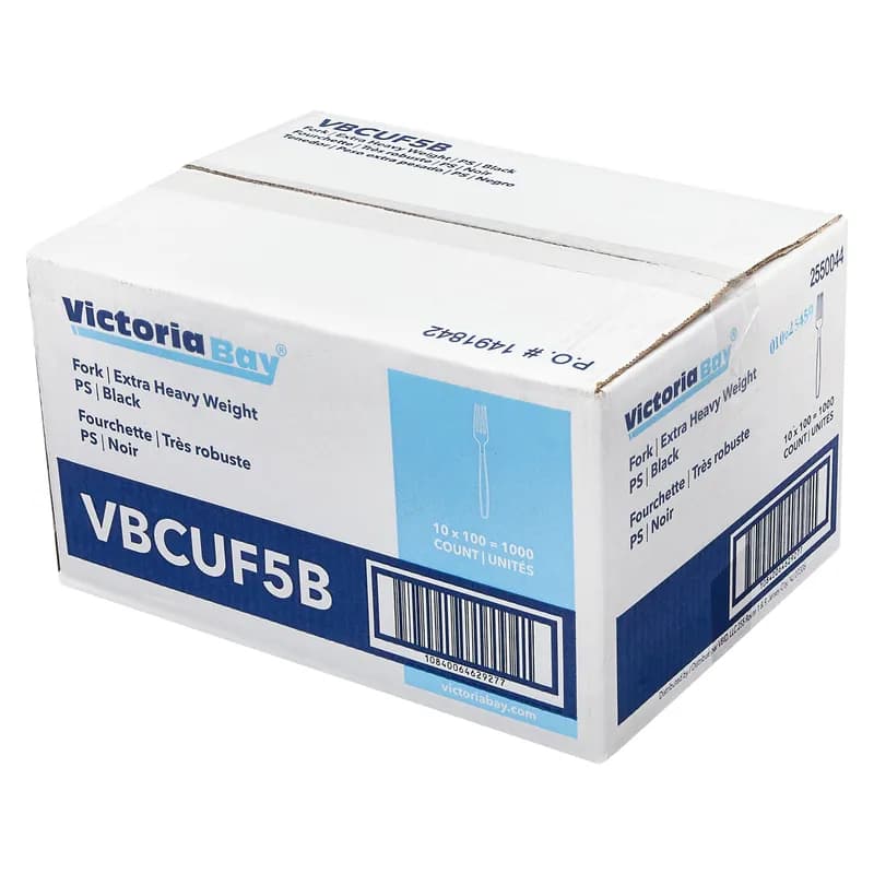 Victoria Bay Fork PS Black Extra Heavy Unwrapped 100 Count/Pack 10 Packs/Case 1000 Count/Case