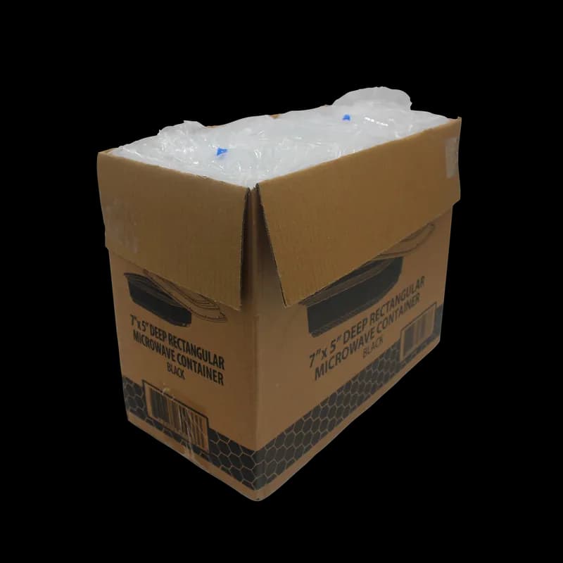 Take-Out Container Base & Lid Combo 24 OZ Plastic Black Rectangle Deep 150/Case