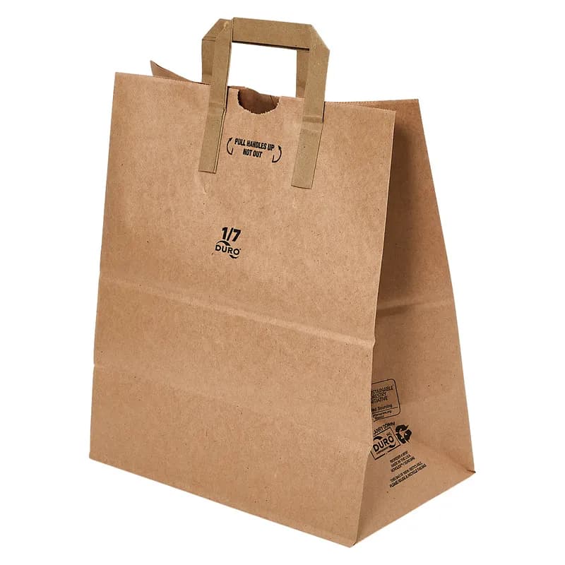Duro® Bag 1/7 BBL 12X7X14 IN Paper Kraft Plain Flat Sack With Handle 300 Count/Case