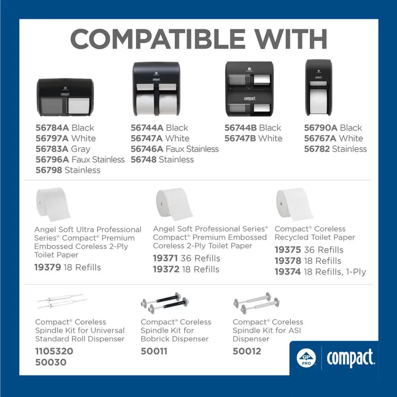 Compact® Quad Toilet Paper Dispenser 6.9X11.75 IN Plastic Silver 4-Roll Compact Stainless Steel Finish 1/Each