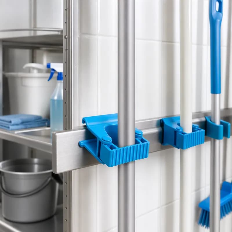 Vikan® Brush & Handle Kit 3.1X2.8X1.9 IN Blue PP TPE Rubber Comfort Grip 1/Each