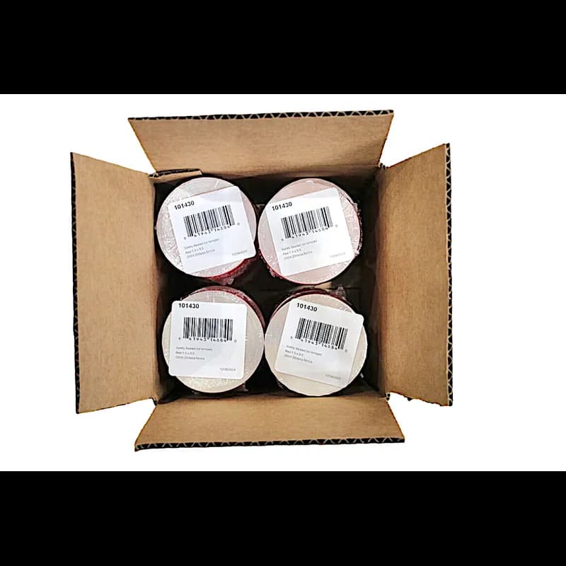 Safety Sealed Promo Label 1X3 IN Red Tamper Evident 250 Count/Roll 20 Rolls/Case 5000 Count/Case