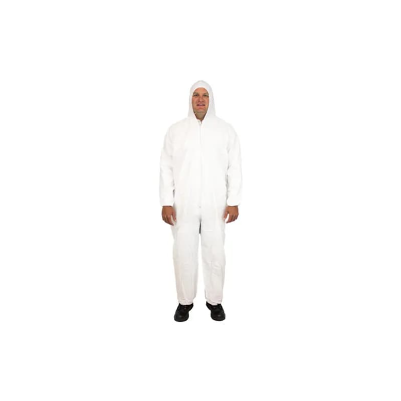 ProMax® Coveralls XXXXL White Microporous Polyolefin Fabric Attached Hood Zippered Front Elastic Wrists & Ankles 25/Case